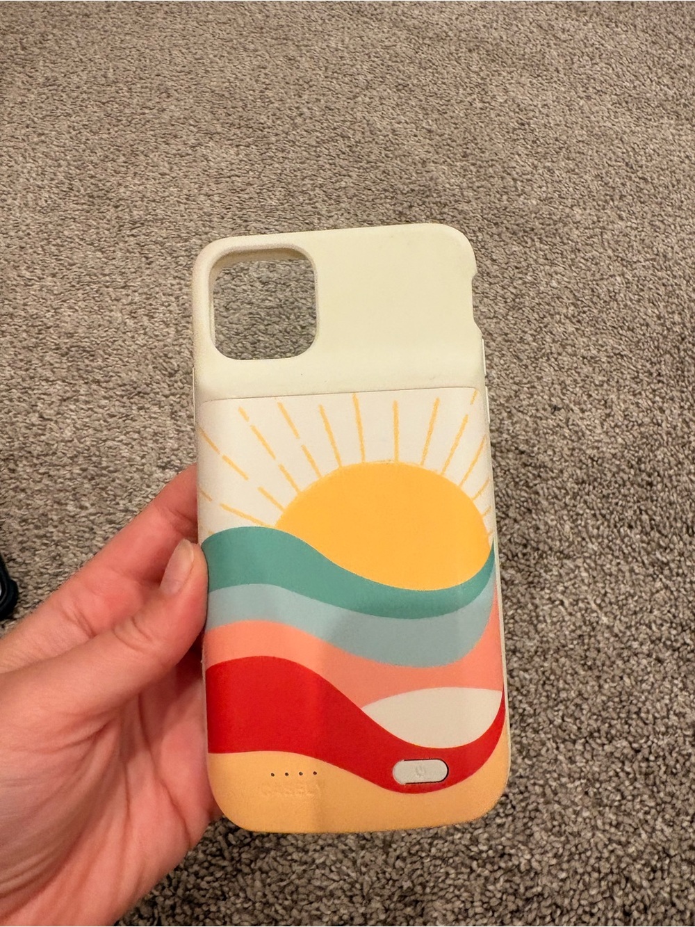 Casey: Sunrise Wave Phone Battery Case - Cream & Multicolor - iPhone 11 Pro Max